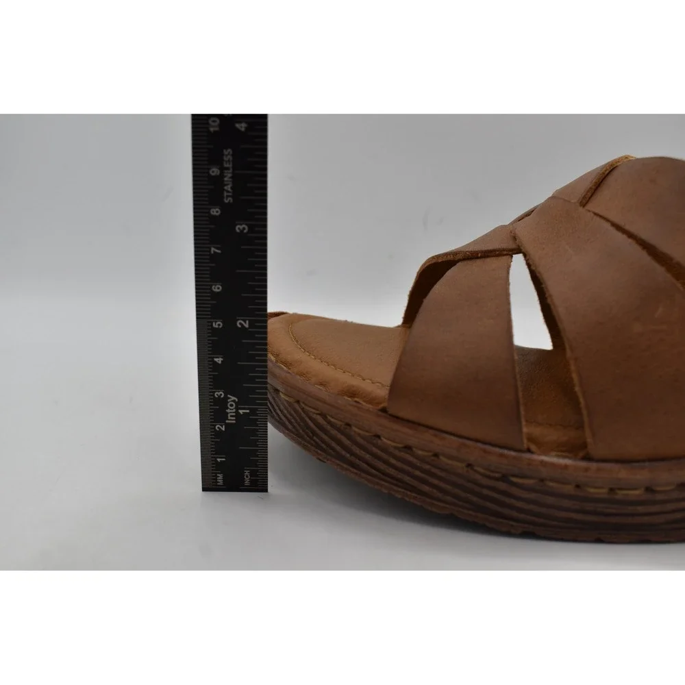 Born Women Size 11 Rosario Light Tan Full Grain Leather Slides Sandals Shoes